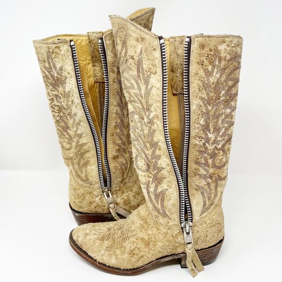 Old Gringo Suede Distressed Western Cowboy Boots Tan Size 7.5 B - Picture 10 of 15